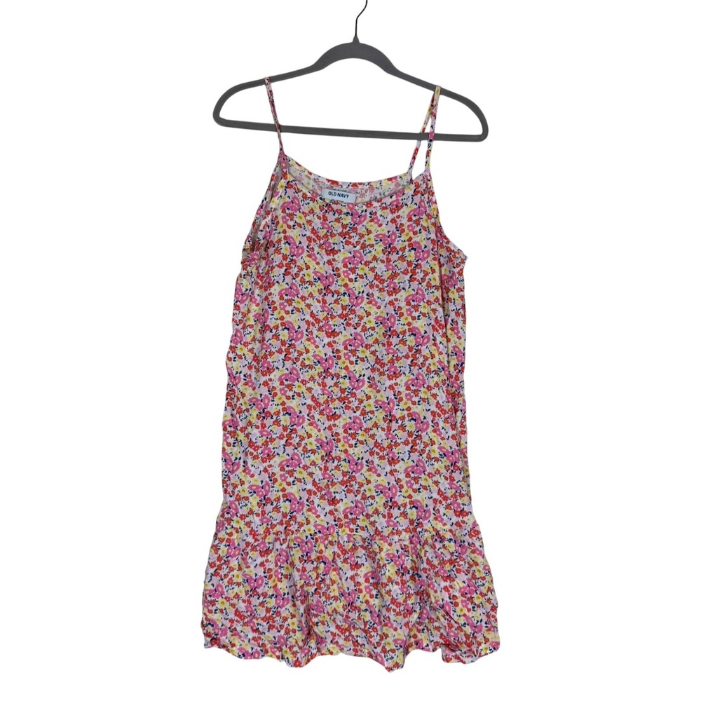 Old Navy Dress Womens 2XL Pink Floral Spaghetti Strap Ruffle Swing Sundress